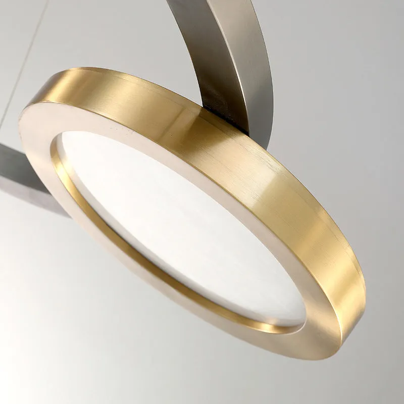 Brass Ring Hanging Pendant Light: Simple Metal LED Chandelier in Warm/White Light