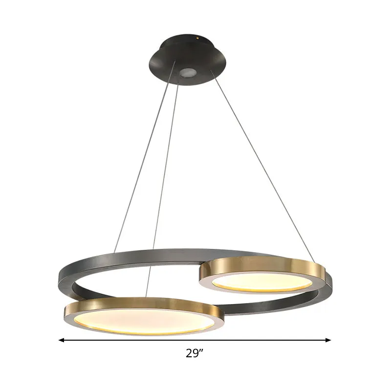 Brass Ring Hanging Pendant Light: Simple Metal LED Chandelier in Warm/White Light