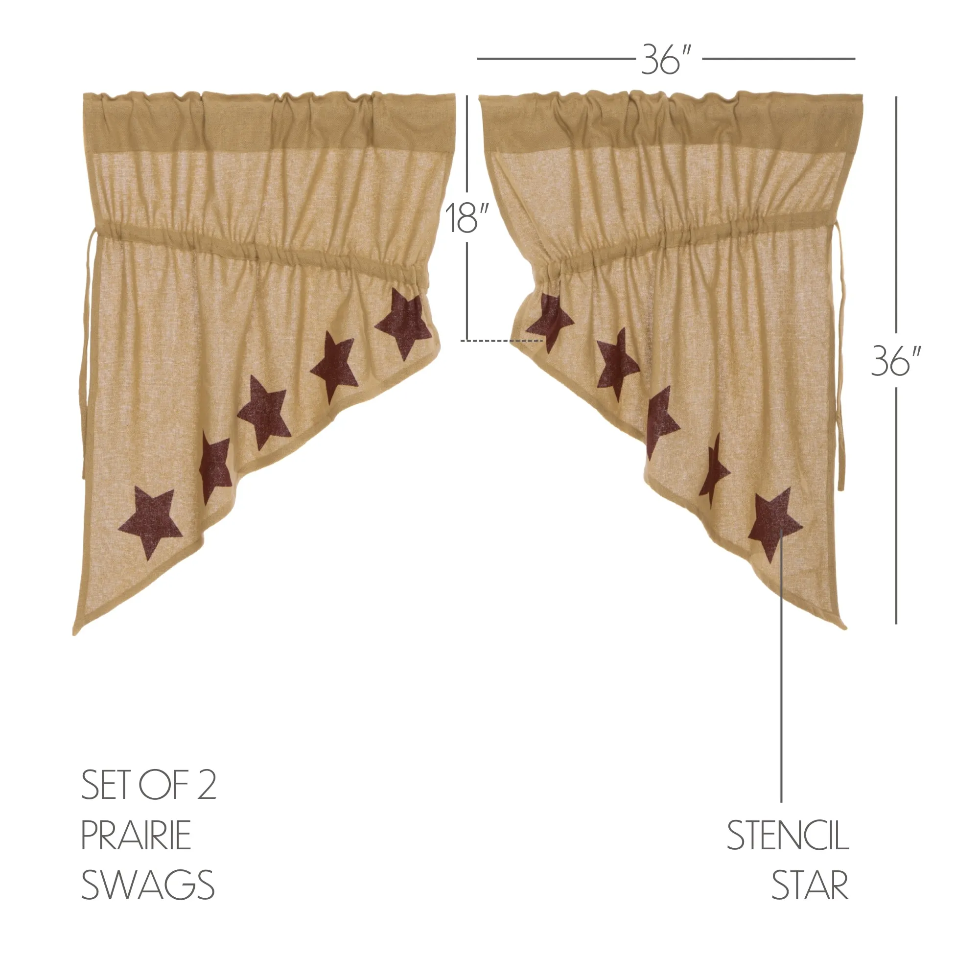 Burlap w/ Stencil Stars Swag Set of 2