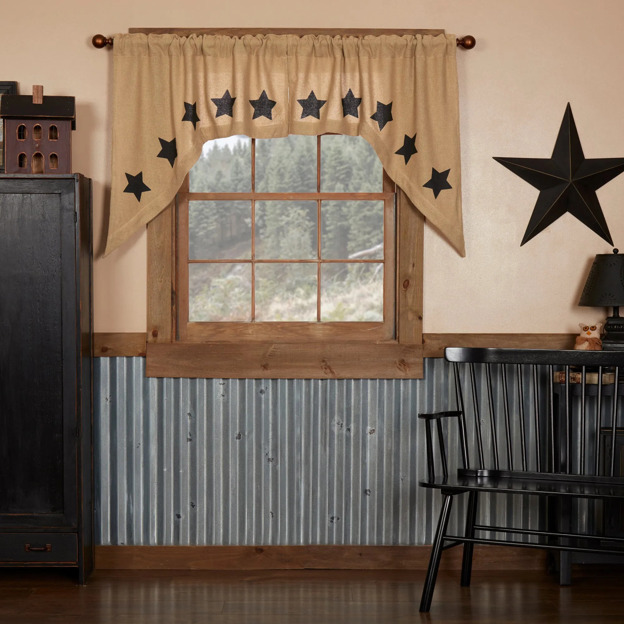 Burlap w/ Stencil Stars Swag Set of 2