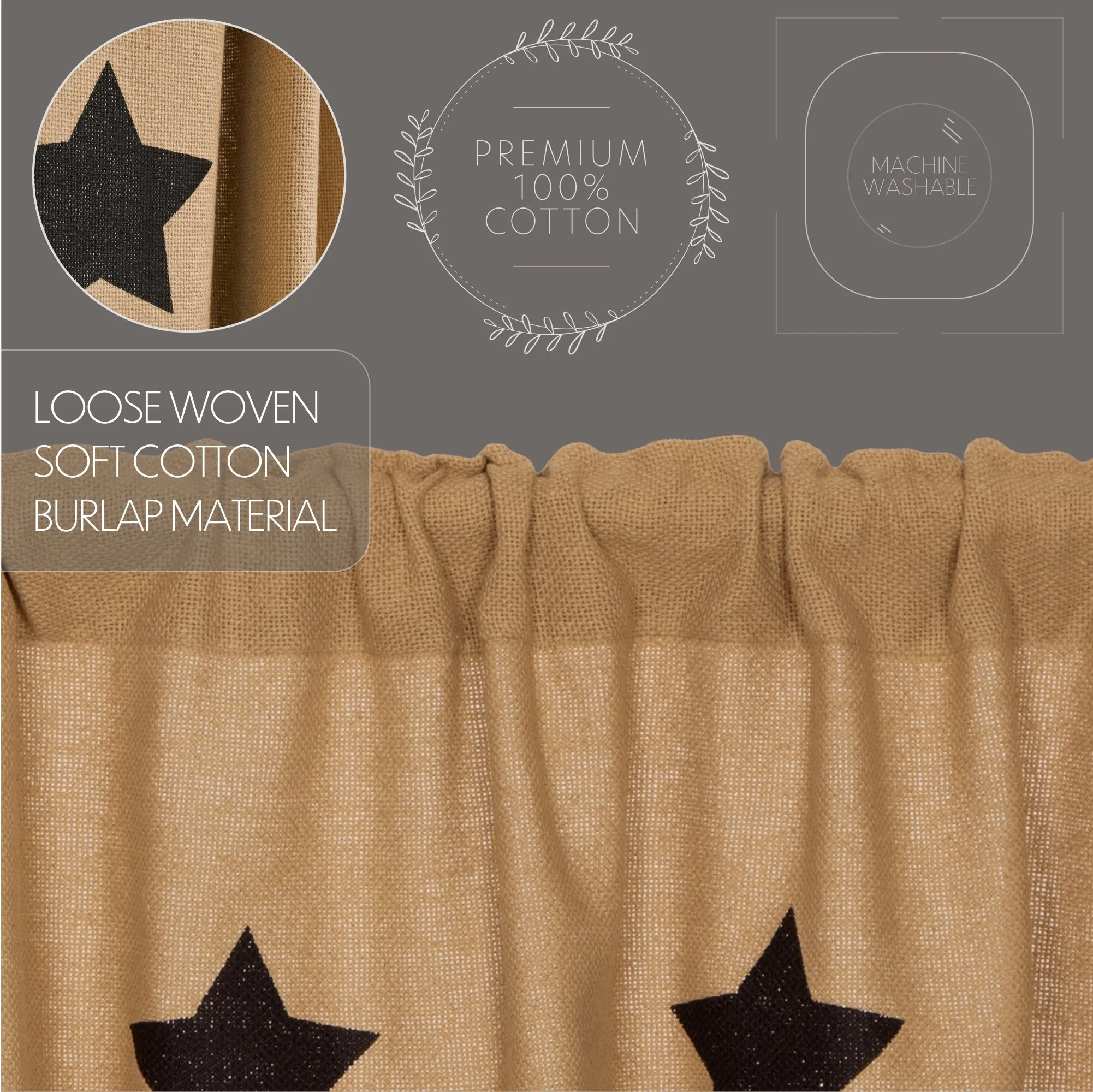 Burlap w/ Stencil Stars Swag Set of 2