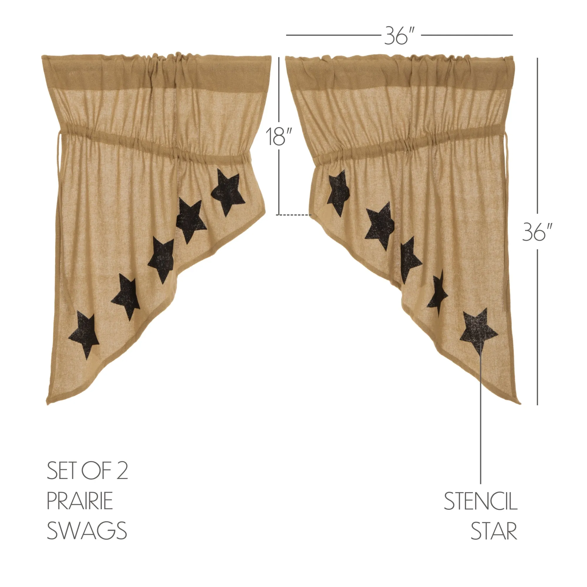 Burlap w/ Stencil Stars Swag Set of 2