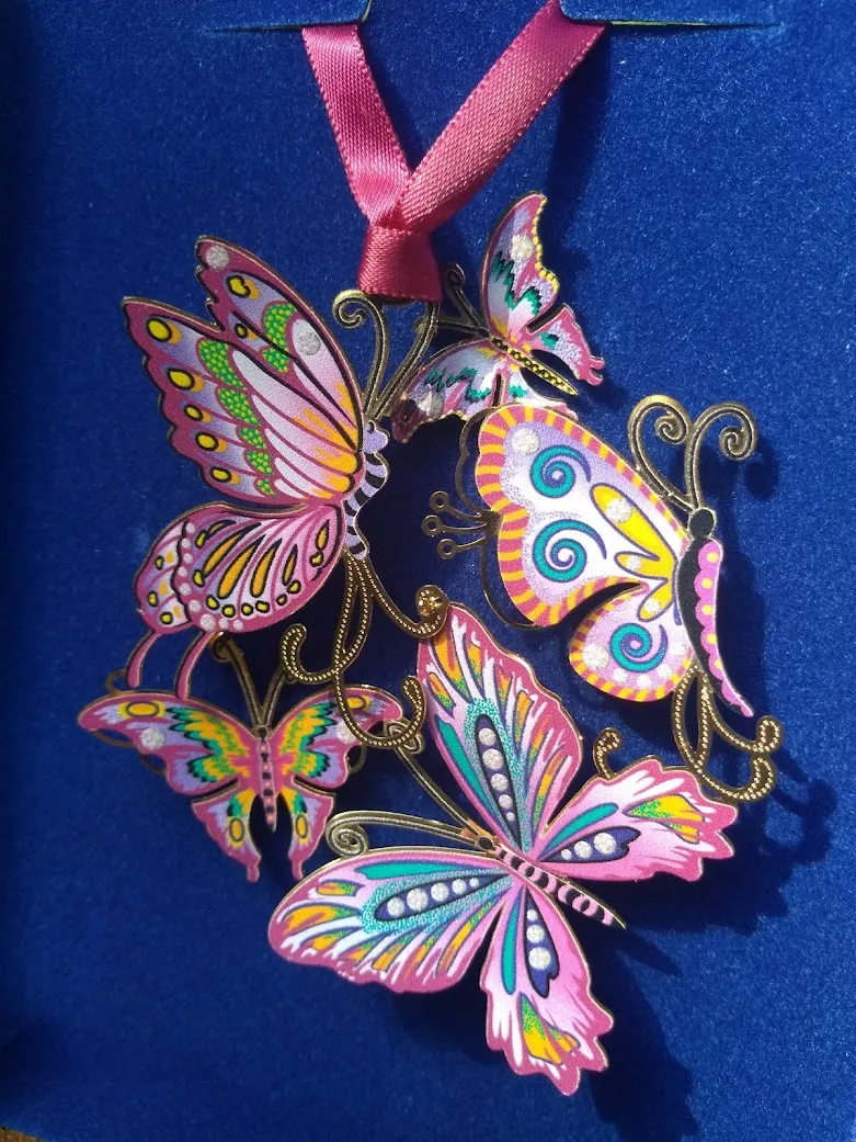 Butterfly Collage Brass Ornament