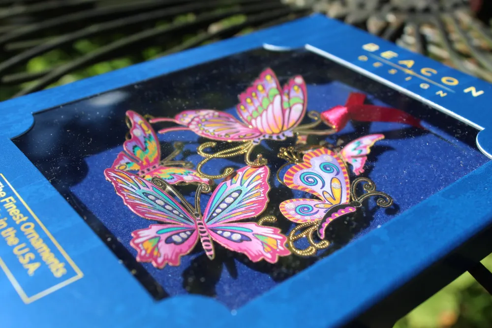 Butterfly Collage Brass Ornament