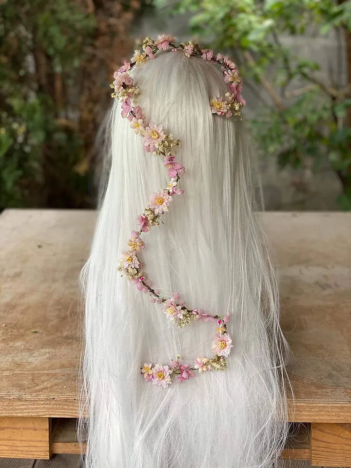 Cherry Blossom Flower Hair Garland Wedding Hair Flowers Head Wreath Flower Crown Cherry Blossoms Pink White Bridal Wreath Fairy Wreath Magaela