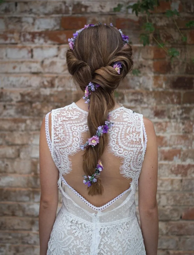 Cherry Blossom Flower Hair Garland Wedding Hair Flowers Head Wreath Flower Crown Cherry Blossoms Pink White Bridal Wreath Fairy Wreath Magaela