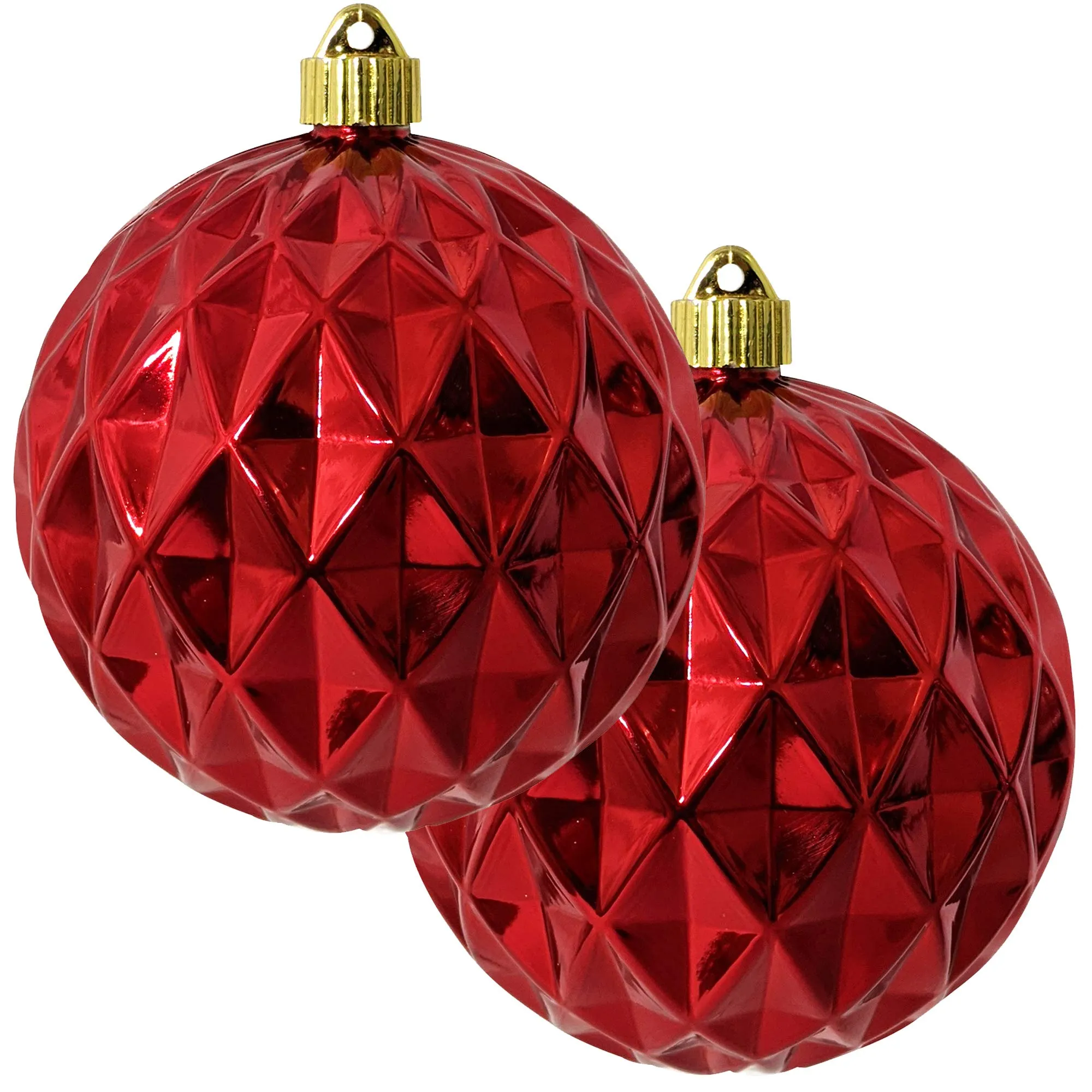 Christmas by Krebs Facetted Sonic Red 6 in Shatterproof Commercial Grade Christmas Ornament Set of 2