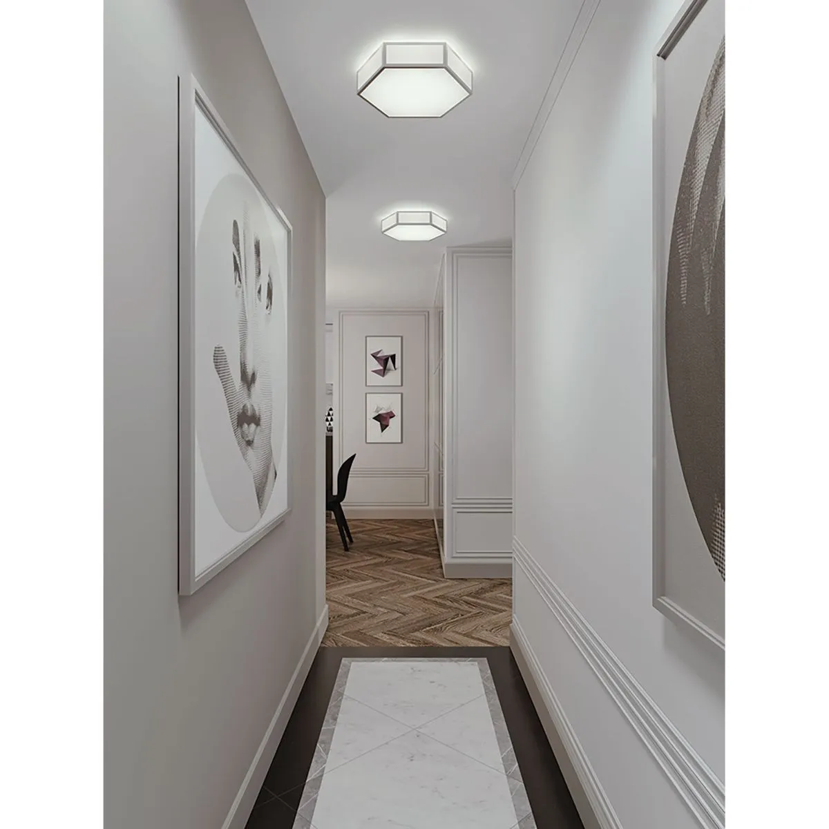 Clara 16 in. LED Flush Mount Light Selectable CCT Satin Nickel Finish Grey & White Shade