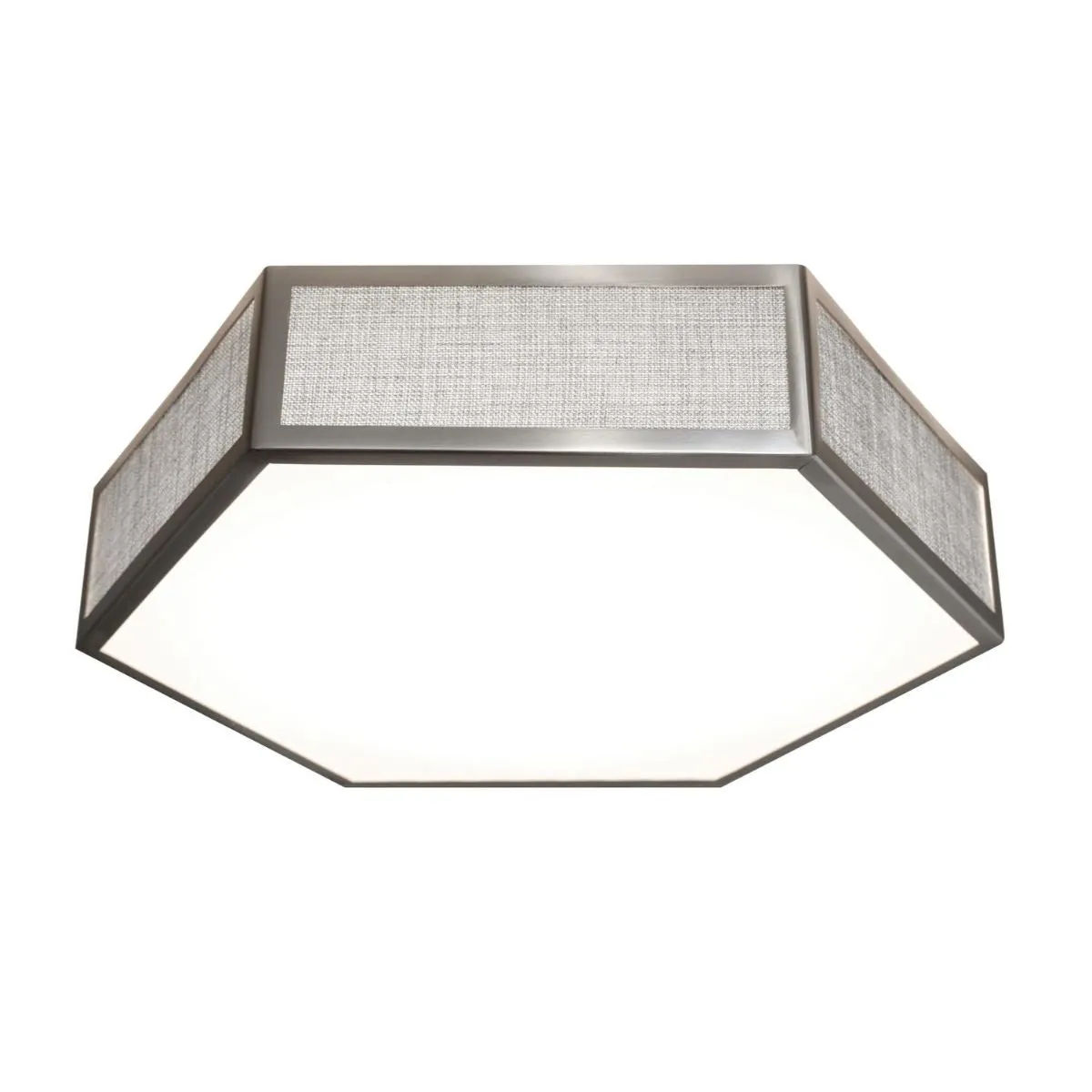 Clara 16 in. LED Flush Mount Light Selectable CCT Satin Nickel Finish Grey & White Shade