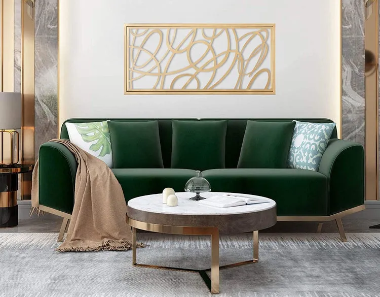 Contemporary Gold Metal Abstract Wall Art Accent Home Decor, 44 x 20 Inch