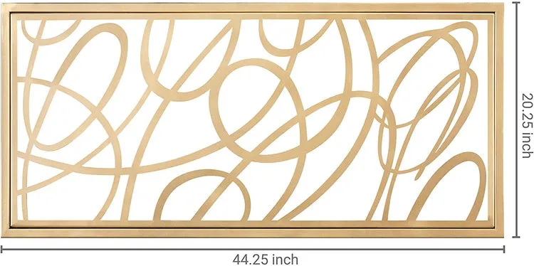 Contemporary Gold Metal Abstract Wall Art Accent Home Decor, 44 x 20 Inch