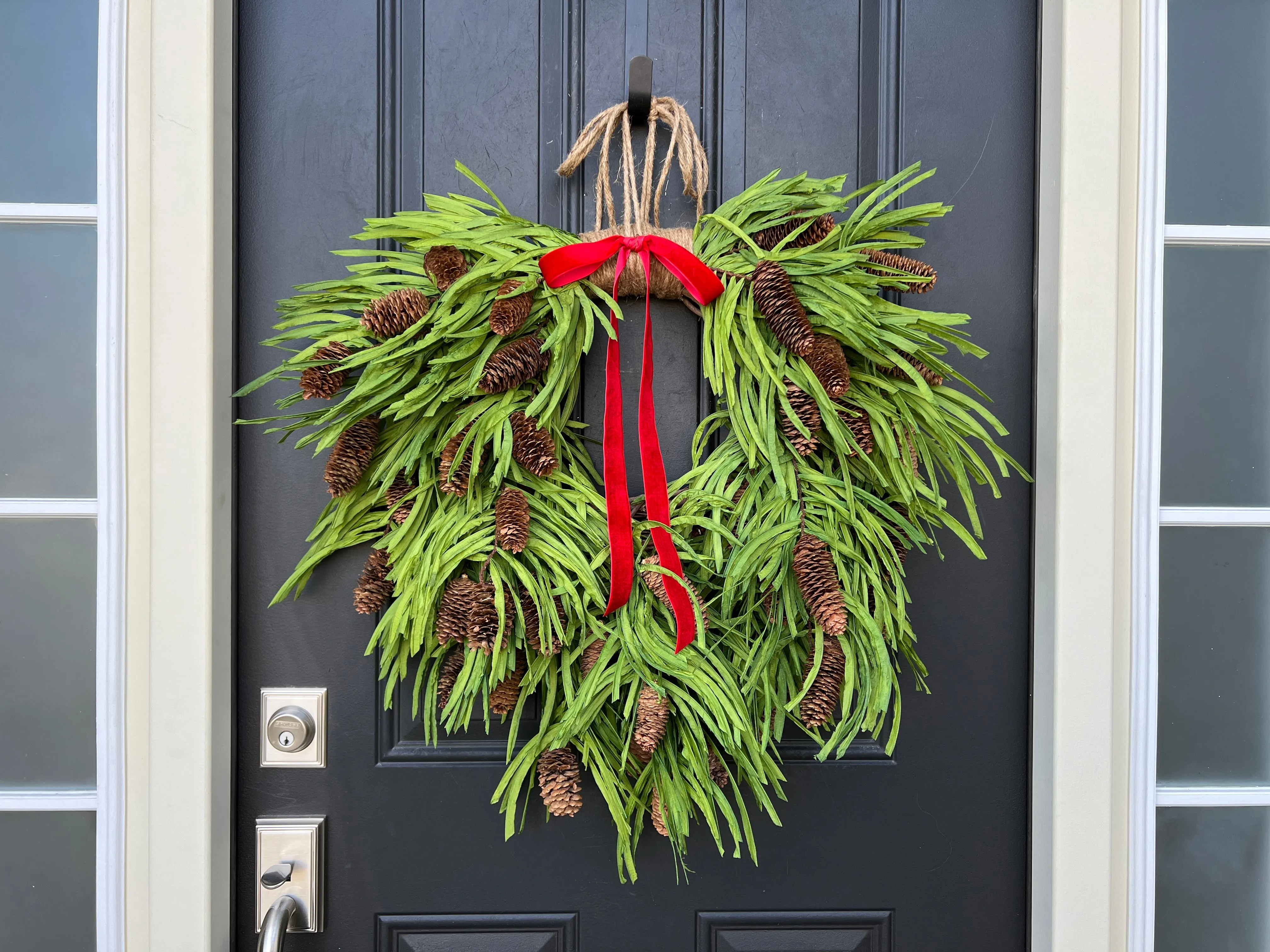 Country Christmas Wreath with Pinecones