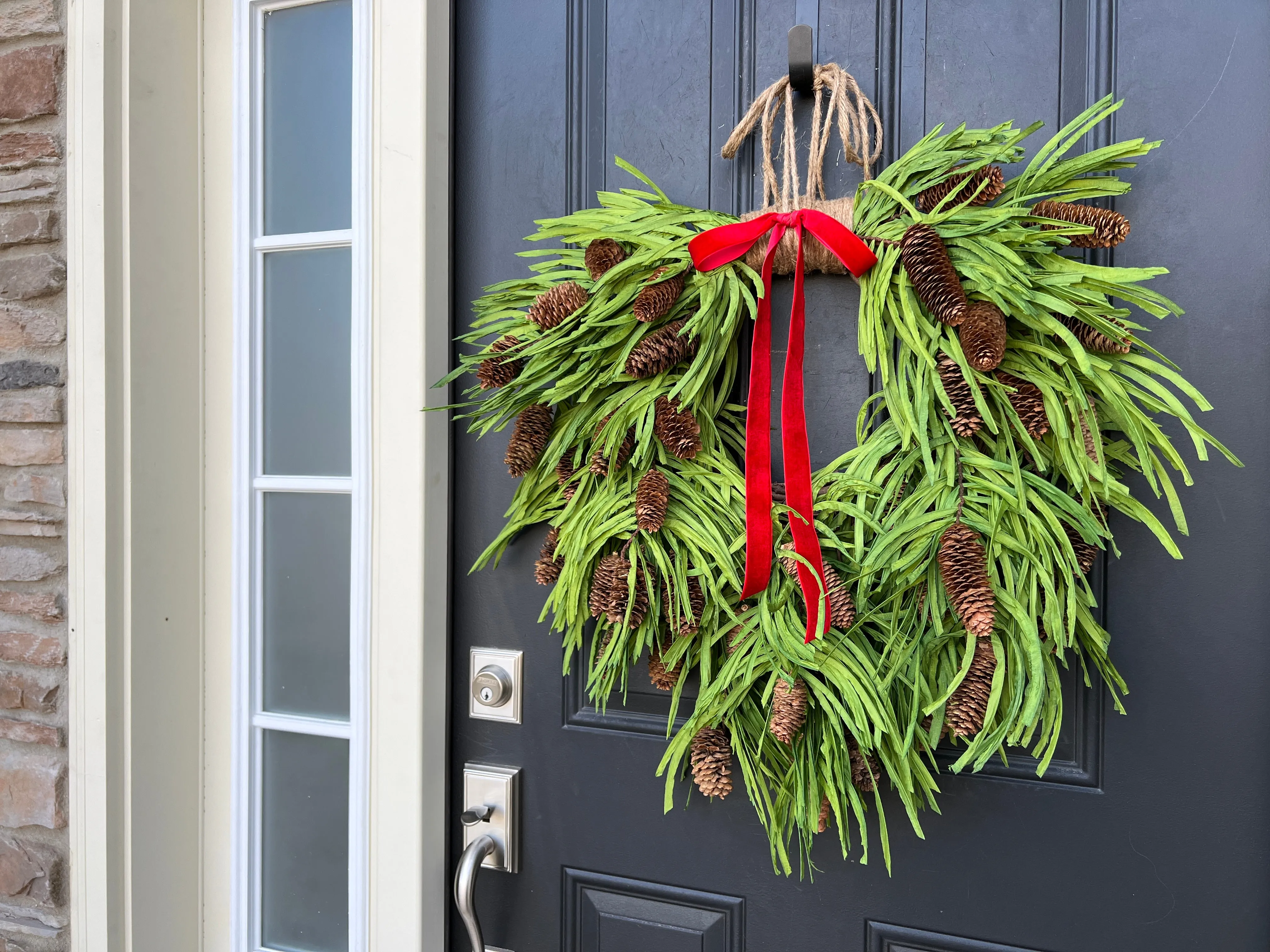 Country Christmas Wreath with Pinecones