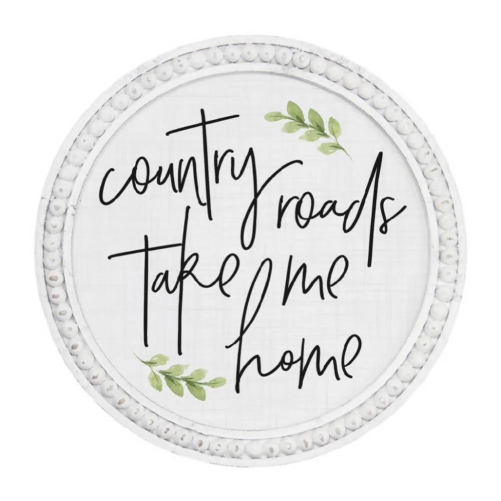 Country Roads - Beaded Round Wall Art