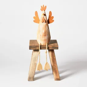 Country Style Wooden Chicken Shelf Sitter