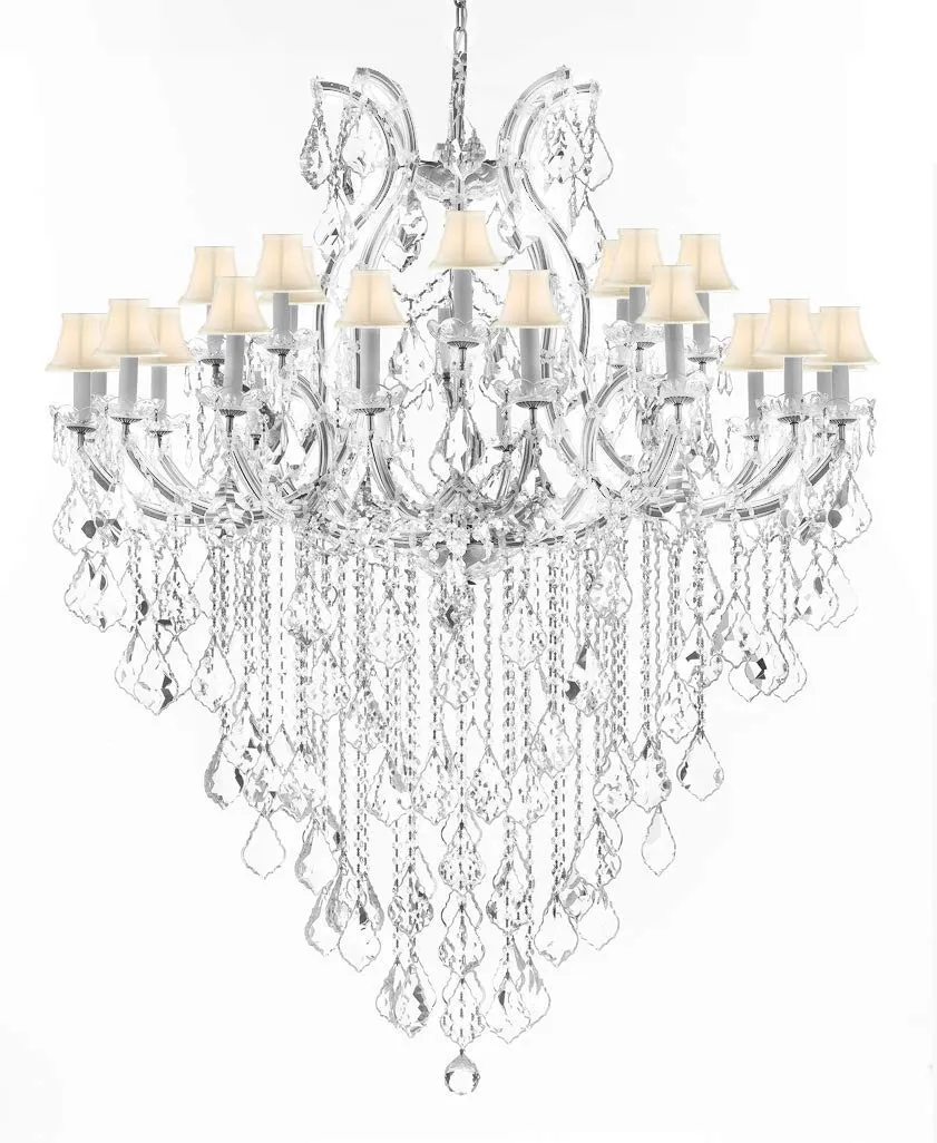 Crystal Chandelier Lighting Chandeliers H59" XW46" Great for The Foyer, Entry Way, Living Room, Family Room and More! w/White Shades - A83-B12/WHITESHADES/CS/2MT/24 1