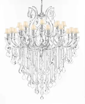 Crystal Chandelier Lighting Chandeliers H59" XW46" Great for The Foyer, Entry Way, Living Room, Family Room and More! w/White Shades - A83-B12/WHITESHADES/CS/2MT/24 1