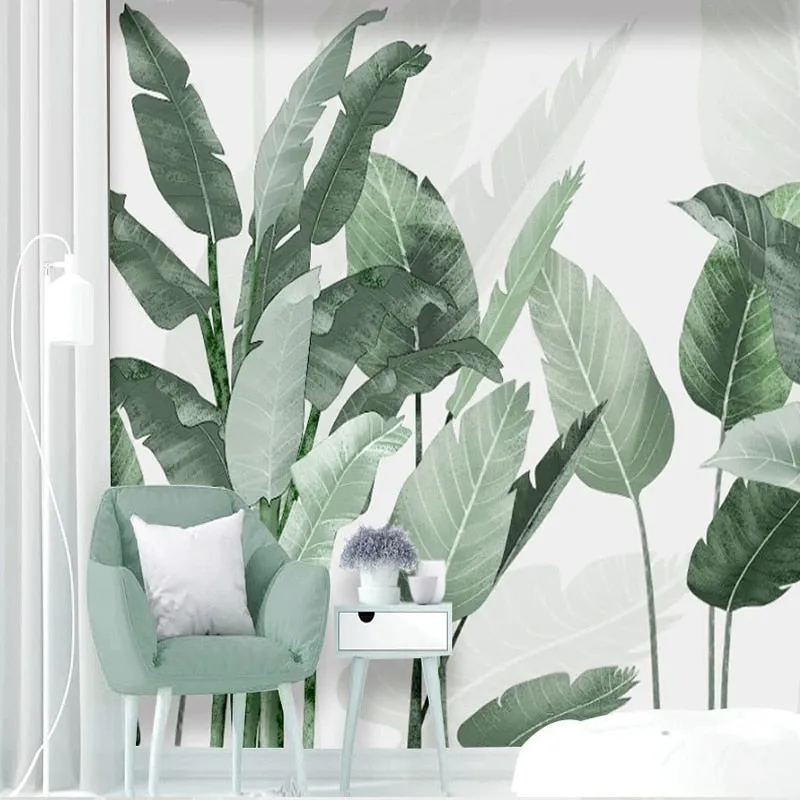 Custom Mural Wallpaper Fresh Tropical Plant Leaves (㎡)