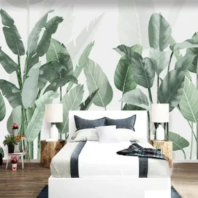 Custom Mural Wallpaper Fresh Tropical Plant Leaves (㎡)