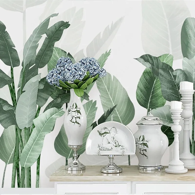 Custom Mural Wallpaper Fresh Tropical Plant Leaves (㎡)