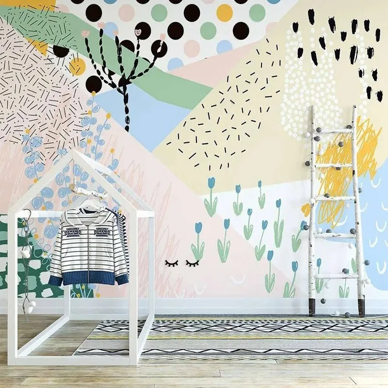 Custom Wallpaper Fresh Abstract Art Mural for Kids' Room (㎡)