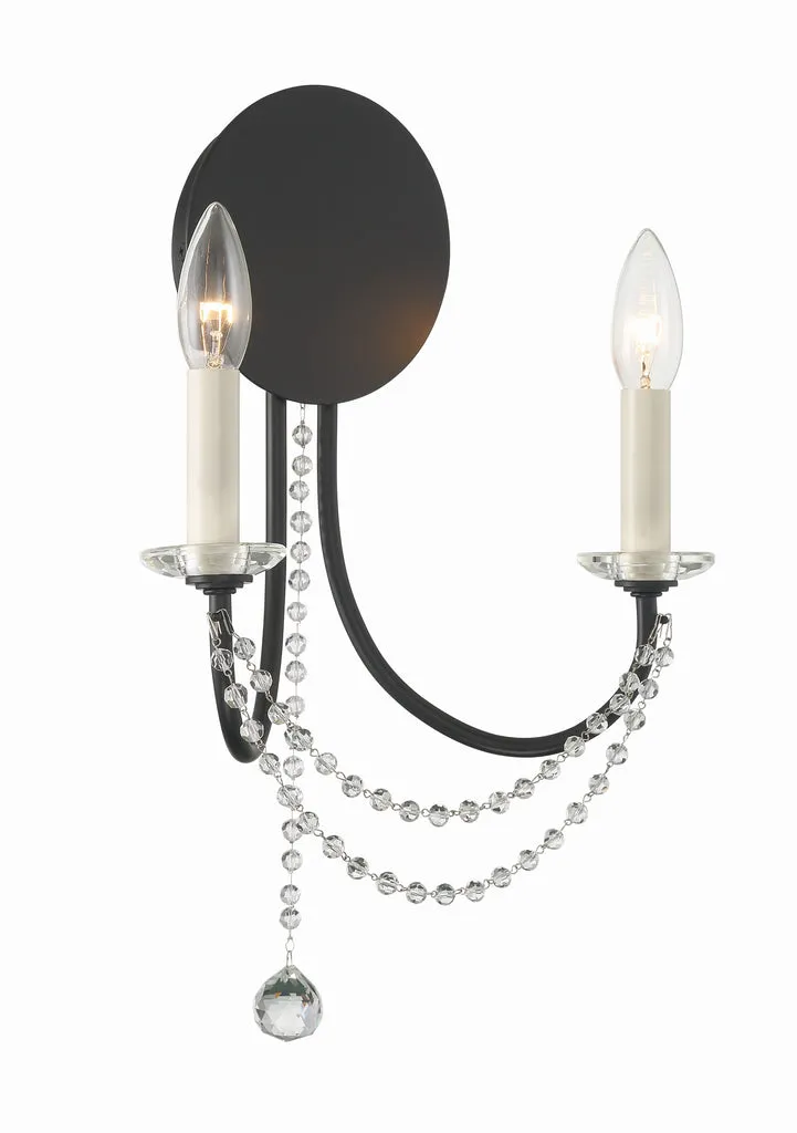 Delilah 2 Light Matte Black Sconce