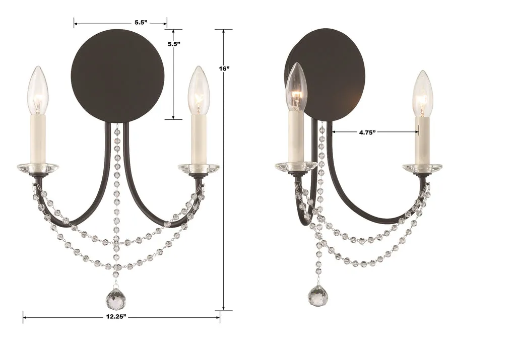 Delilah 2 Light Matte Black Sconce