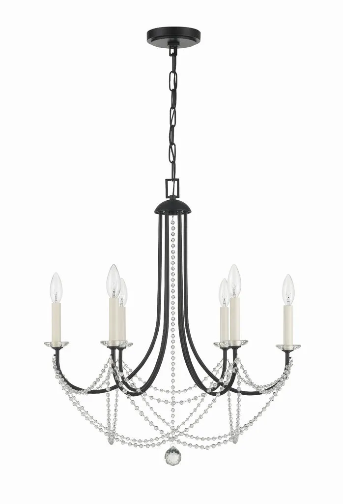 Delilah 6 Light Matte Black Chandelier