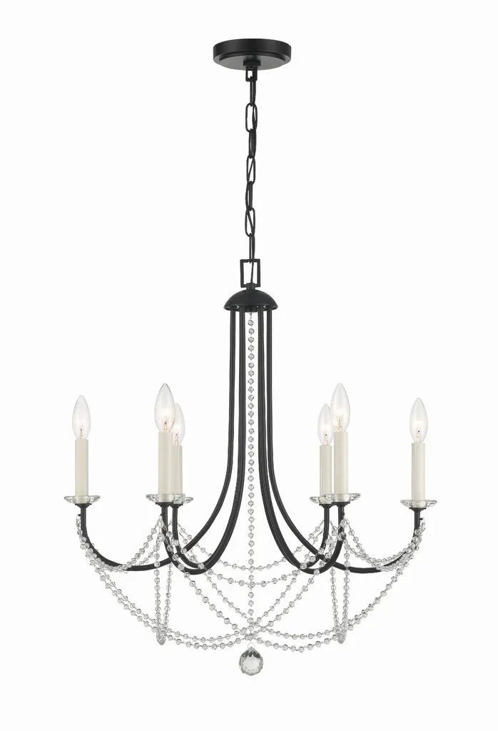 Delilah 6 Light Matte Black Chandelier