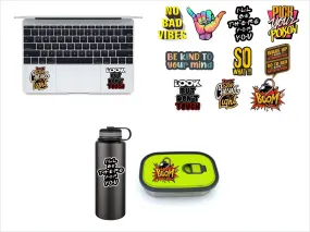 DivineDesigns No Bad Vibes Stickers | Vinyl Waterproof Stickers for Kids/Scrapbooking/waterbottles/Electronic Gadgets/Laptops (Pack of 10 Plus Stickers)