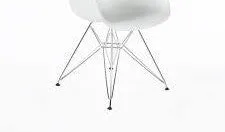 Eiffel Chrome Wire Dowell Legs Dining ArmChair White DAR Set of 2