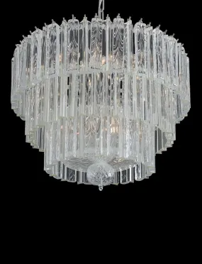 Elegant Mid-Century  Venetian Chandelier With  Clear Murano Glass Prisms