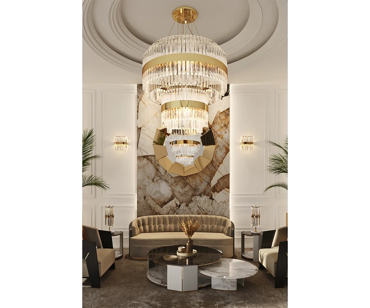 Elsie Round Chandelier: Crystal Glass Luxury for Opulent Interiors