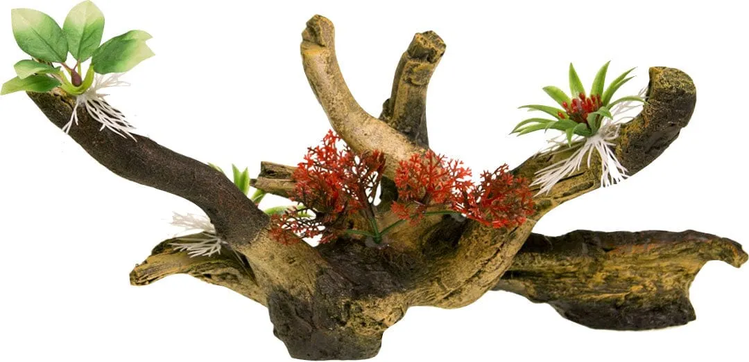 Exotic Environments Tree Branch With Foliage Resin Aquatics Decoration - Green/Brown - Small