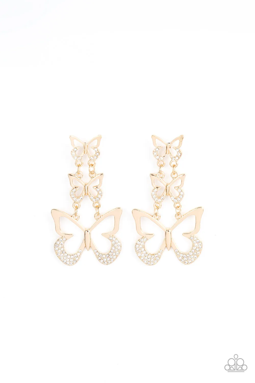 Flamboyant Flutter - Gold Butterfly Post Earrings Paparazzi Accessories