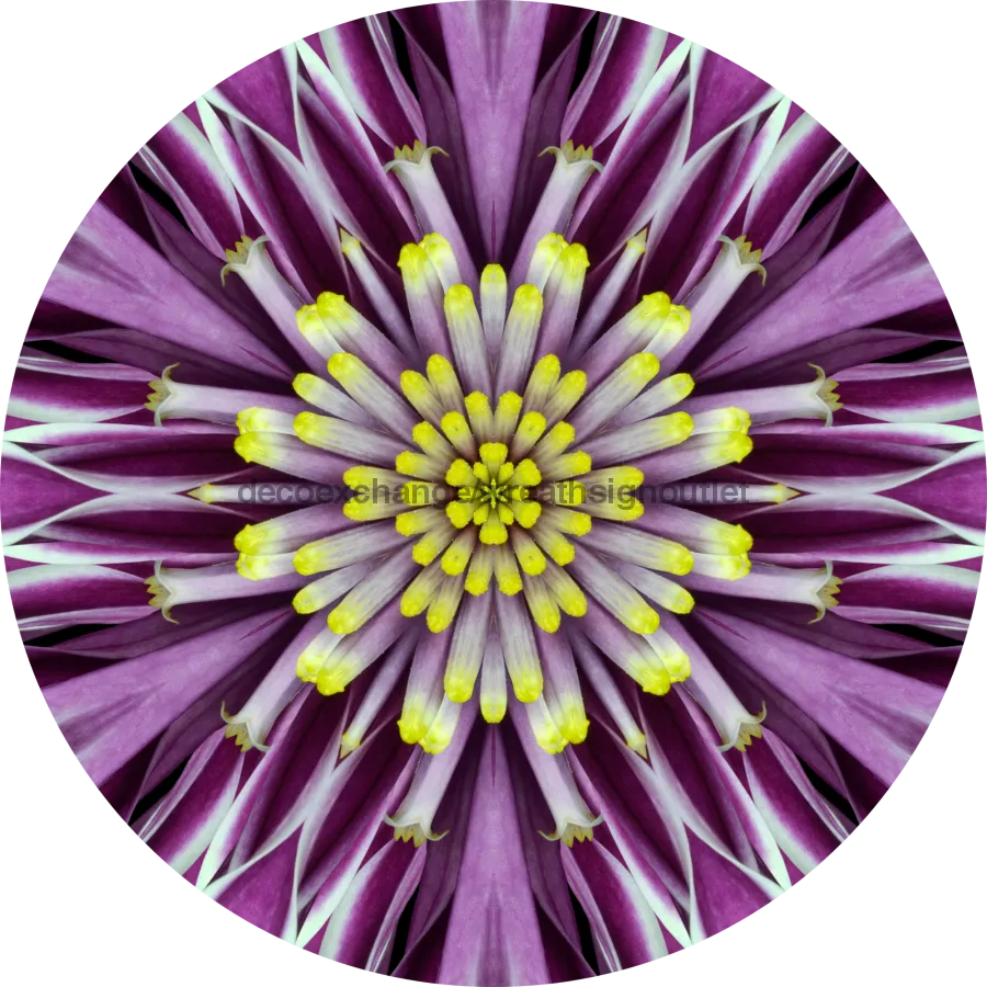 Geometric Flower Center, Purple Flower Center vinyl-decoe-FC-0014, 10" Vinyl Flower Center