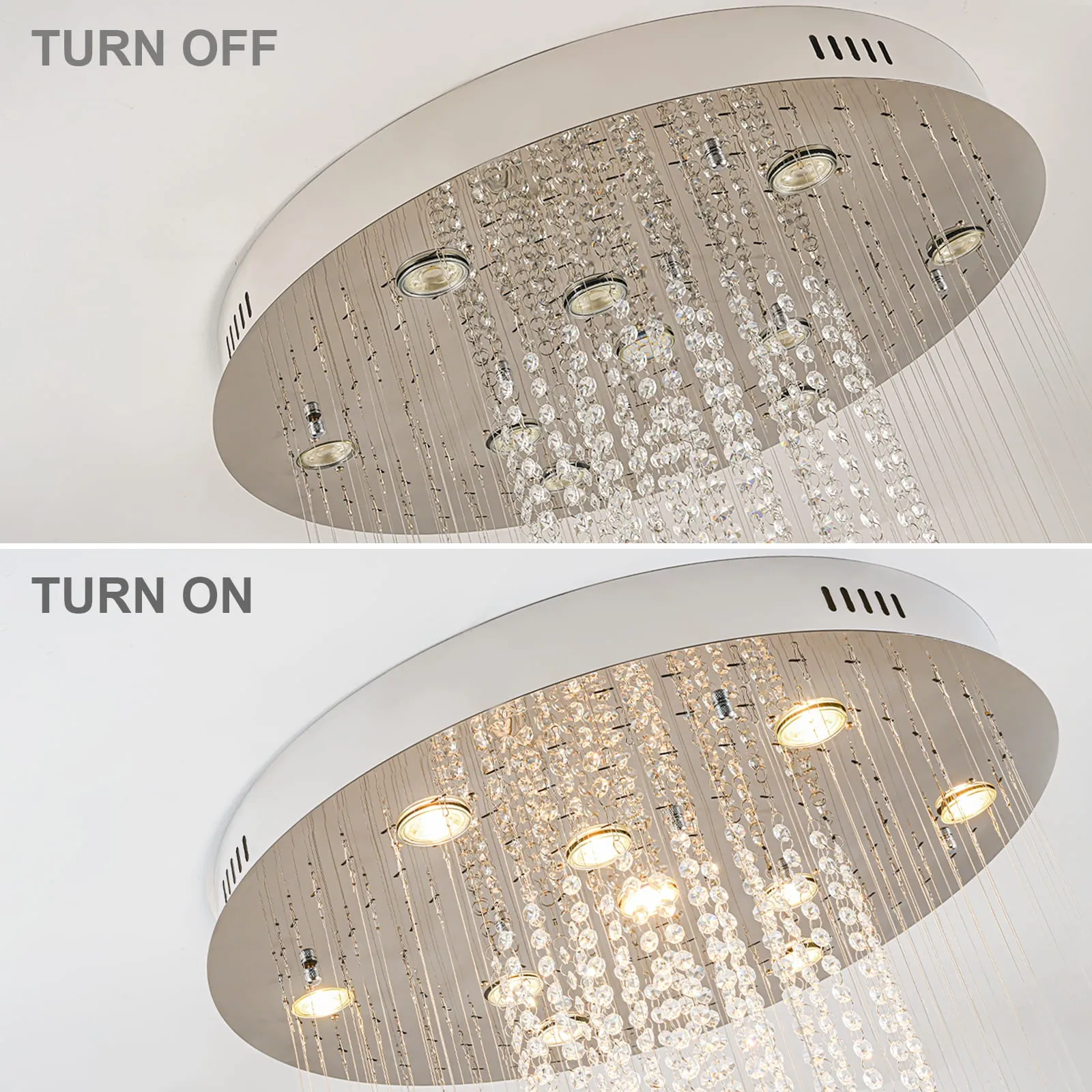 Glowlings 10-Light 98"H Luxury Double Spiral Raindrop Crystal Foyer Chandelier For High Ceilings