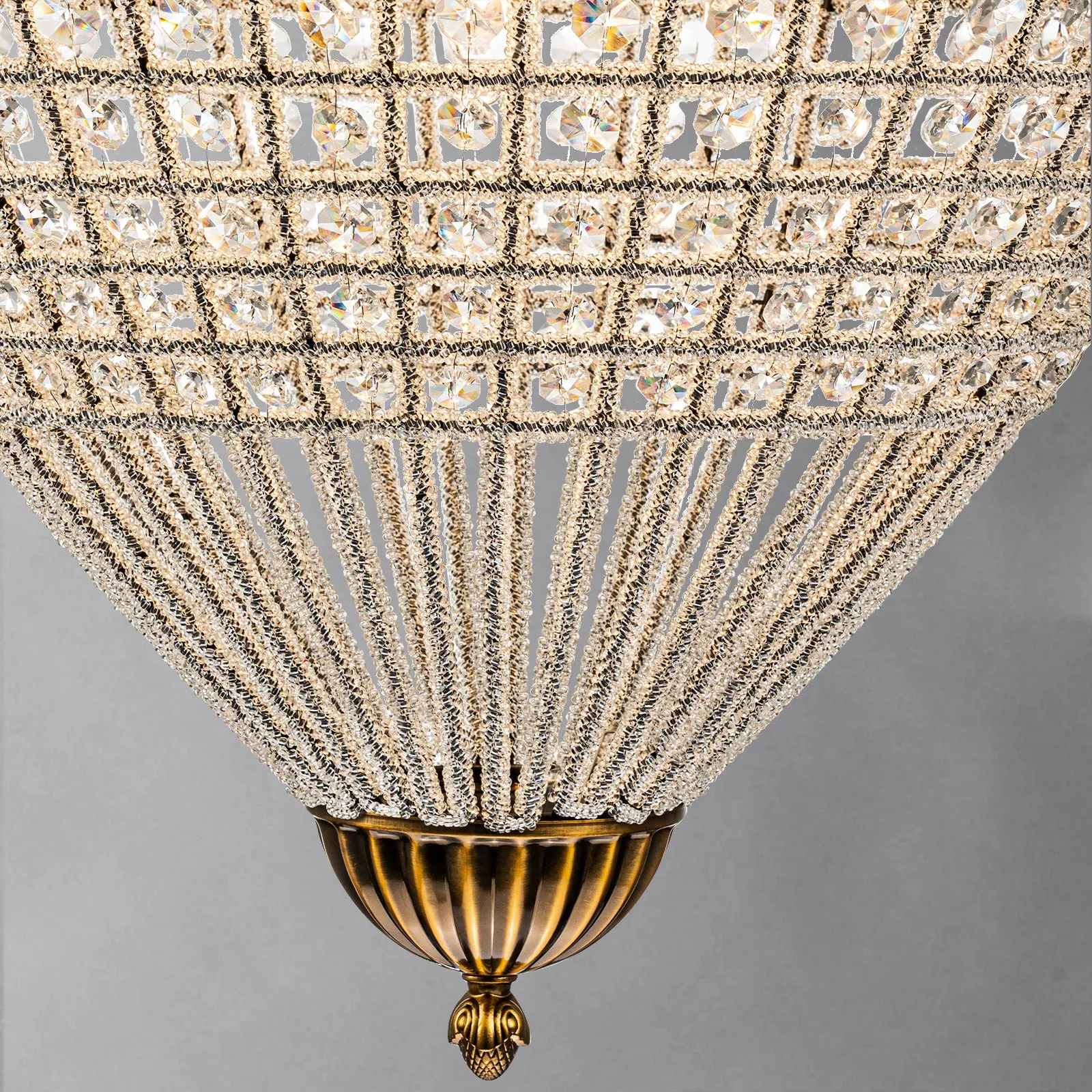 Glowlings 5-Light French Vintage Hanging Gold Oval Crystal Chandelier