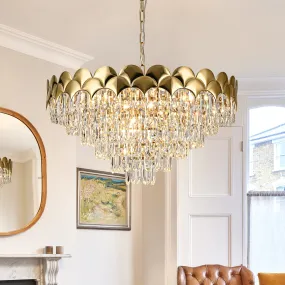 Glowlings 8-Light 24"Wide Luxury Round 6-Tiered Crystal Chandelier For Living Room