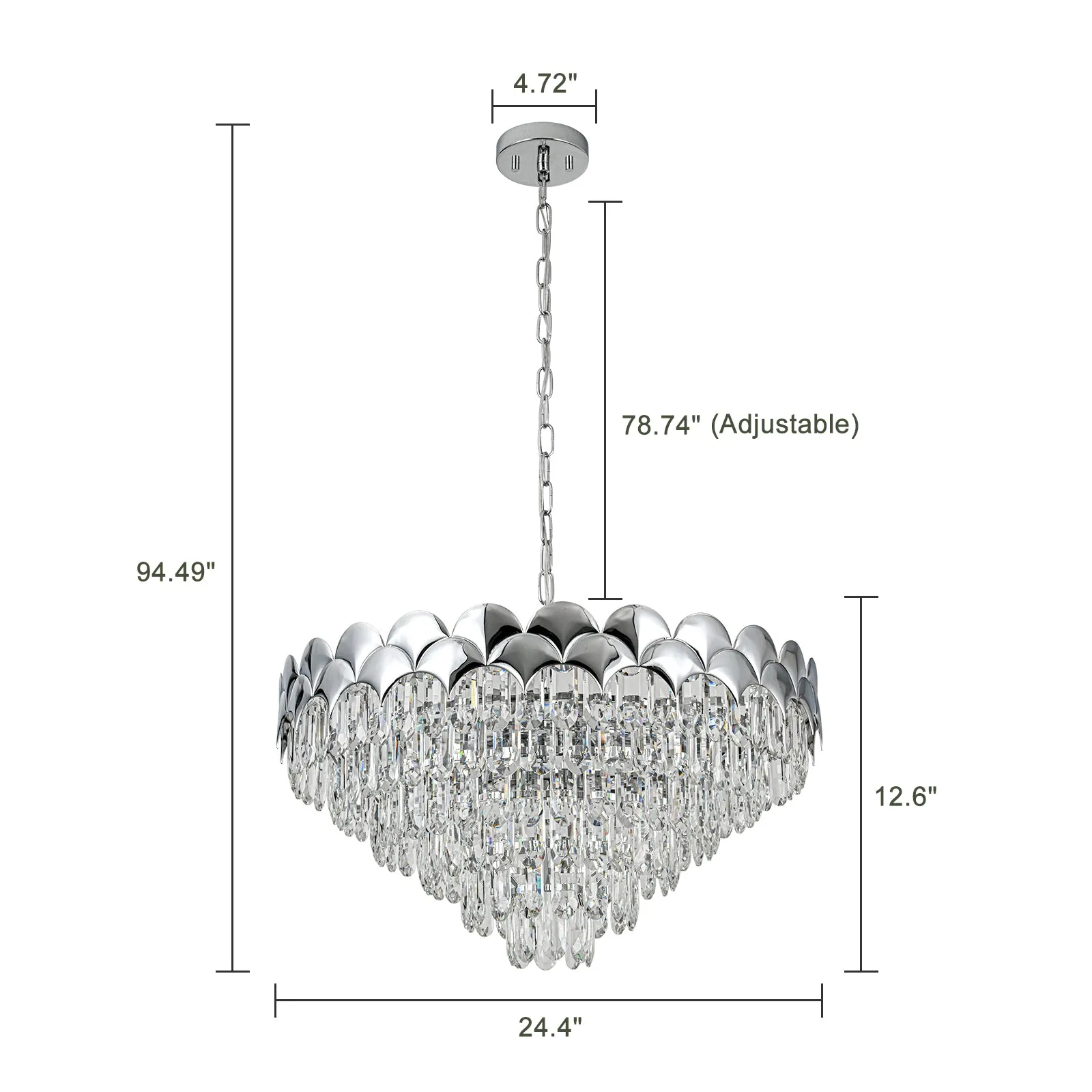Glowlings 8-Light 24"Wide Luxury Round 6-Tiered Crystal Chandelier For Living Room