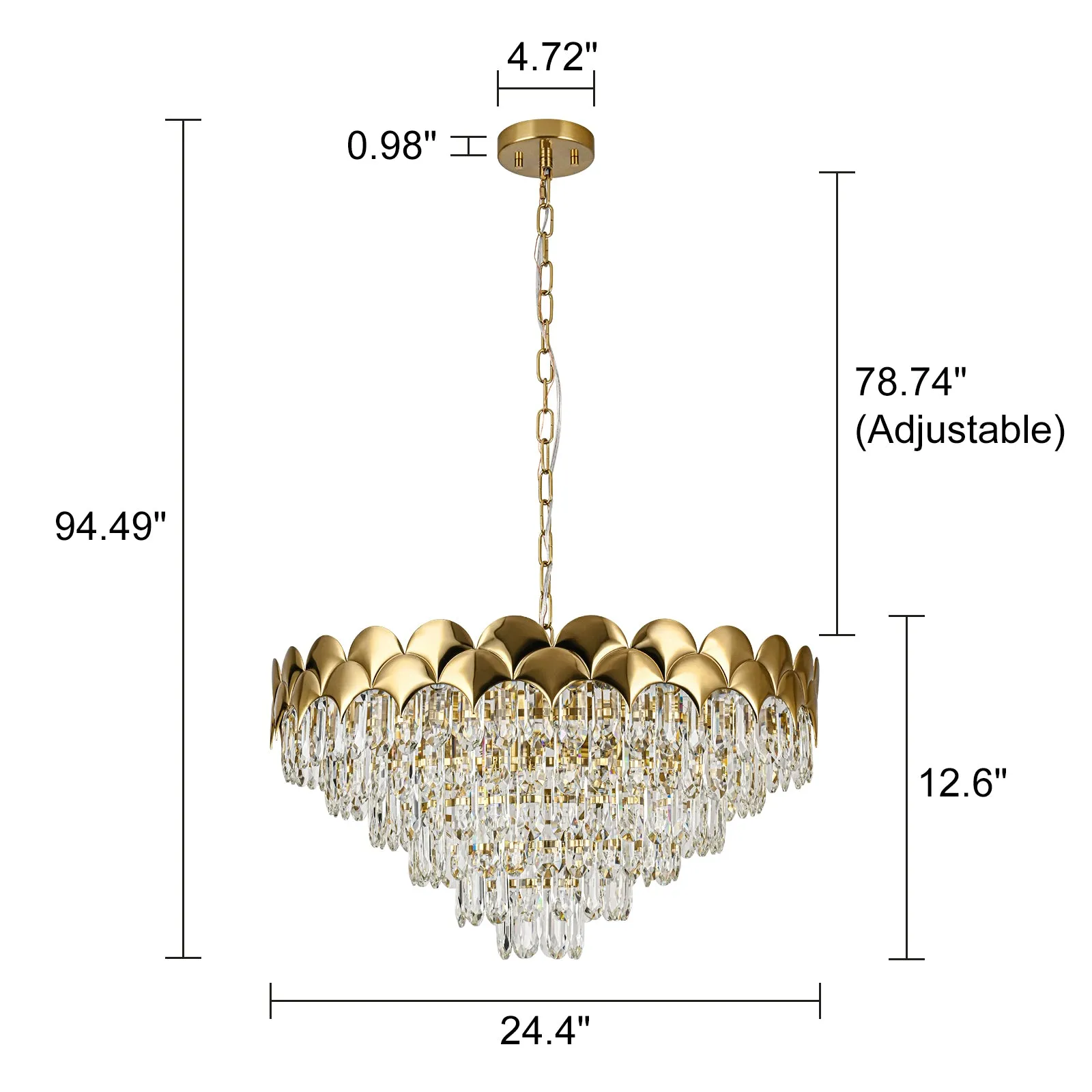 Glowlings 8-Light 24"Wide Luxury Round 6-Tiered Crystal Chandelier For Living Room