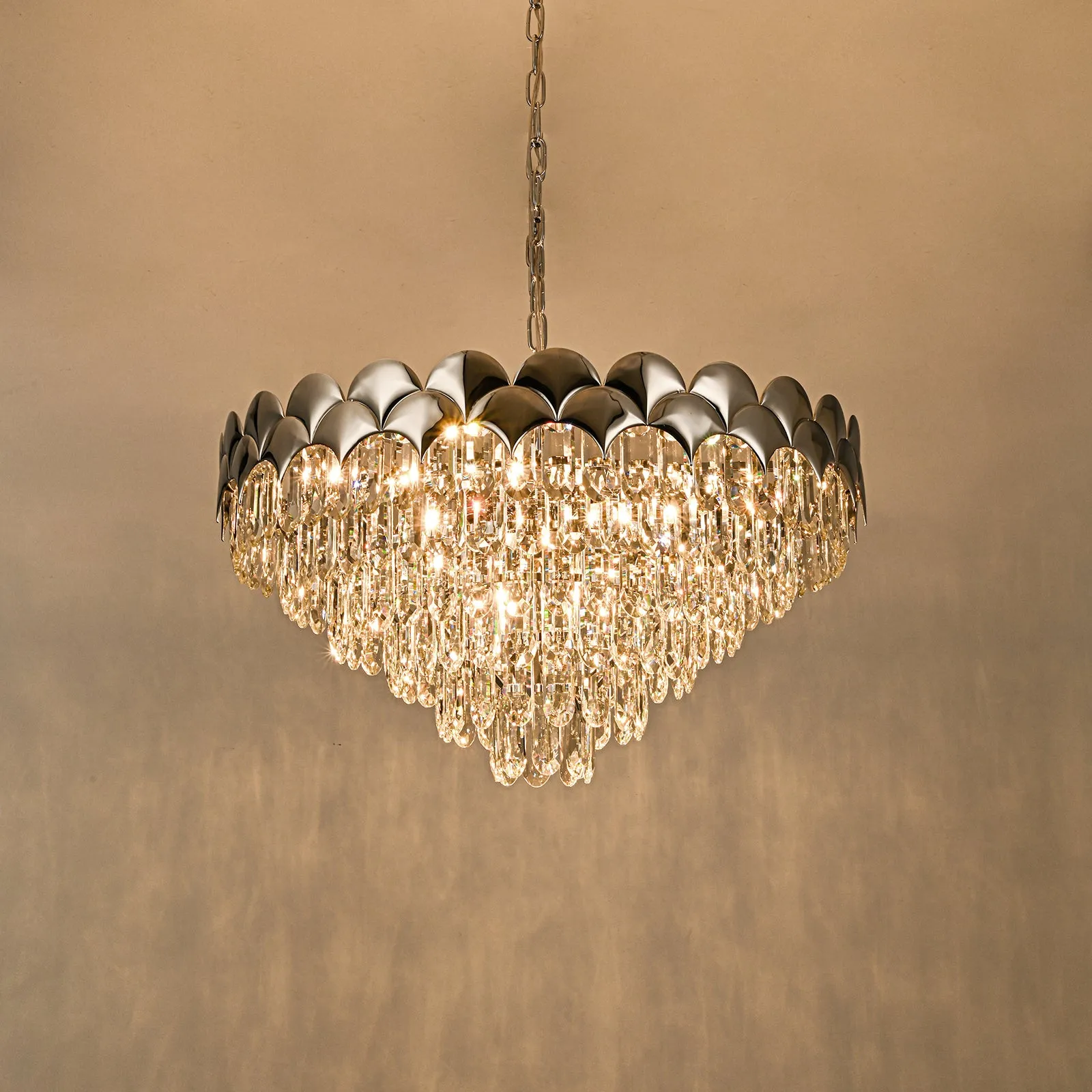 Glowlings 8-Light 24"Wide Luxury Round 6-Tiered Crystal Chandelier For Living Room