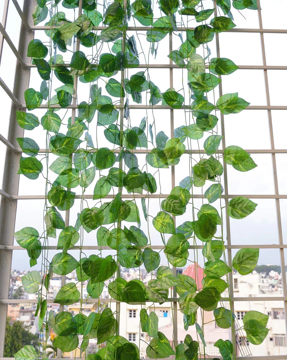 Go Hooked (Pack of 24 Creepers Artificial Garland Money Plant Leaf Creepers for Home Decoration, Party Décor (24 Creepers, 30 Leaves in 1 Creeper, 6 Foot Each), 10 Mm