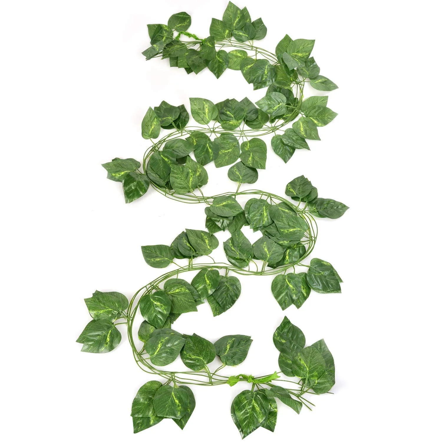 Go Hooked (Pack of 24 Creepers Artificial Garland Money Plant Leaf Creepers for Home Decoration, Party Décor (24 Creepers, 30 Leaves in 1 Creeper, 6 Foot Each), 10 Mm