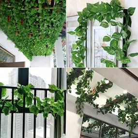 Go Hooked (Pack of 24 Creepers Artificial Garland Money Plant Leaf Creepers for Home Decoration, Party Décor (24 Creepers, 30 Leaves in 1 Creeper, 6 Foot Each), 10 Mm