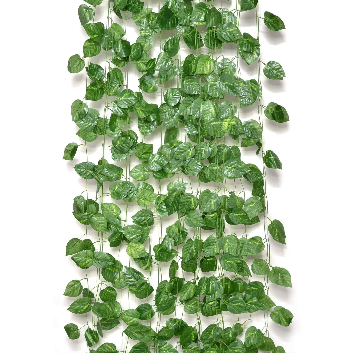 Go Hooked (Pack of 24 Creepers Artificial Garland Money Plant Leaf Creepers for Home Decoration, Party Décor (24 Creepers, 30 Leaves in 1 Creeper, 6 Foot Each), 10 Mm