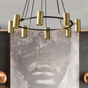Gold Metal 8-Head Circle Chandelier: Contemporary Pendant Light for Living Room