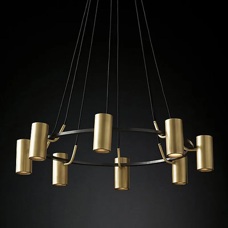 Gold Metal 8-Head Circle Chandelier: Contemporary Pendant Light for Living Room