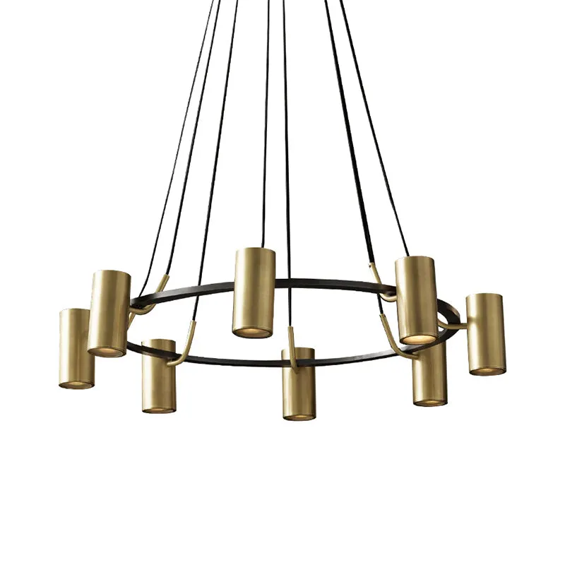 Gold Metal 8-Head Circle Chandelier: Contemporary Pendant Light for Living Room
