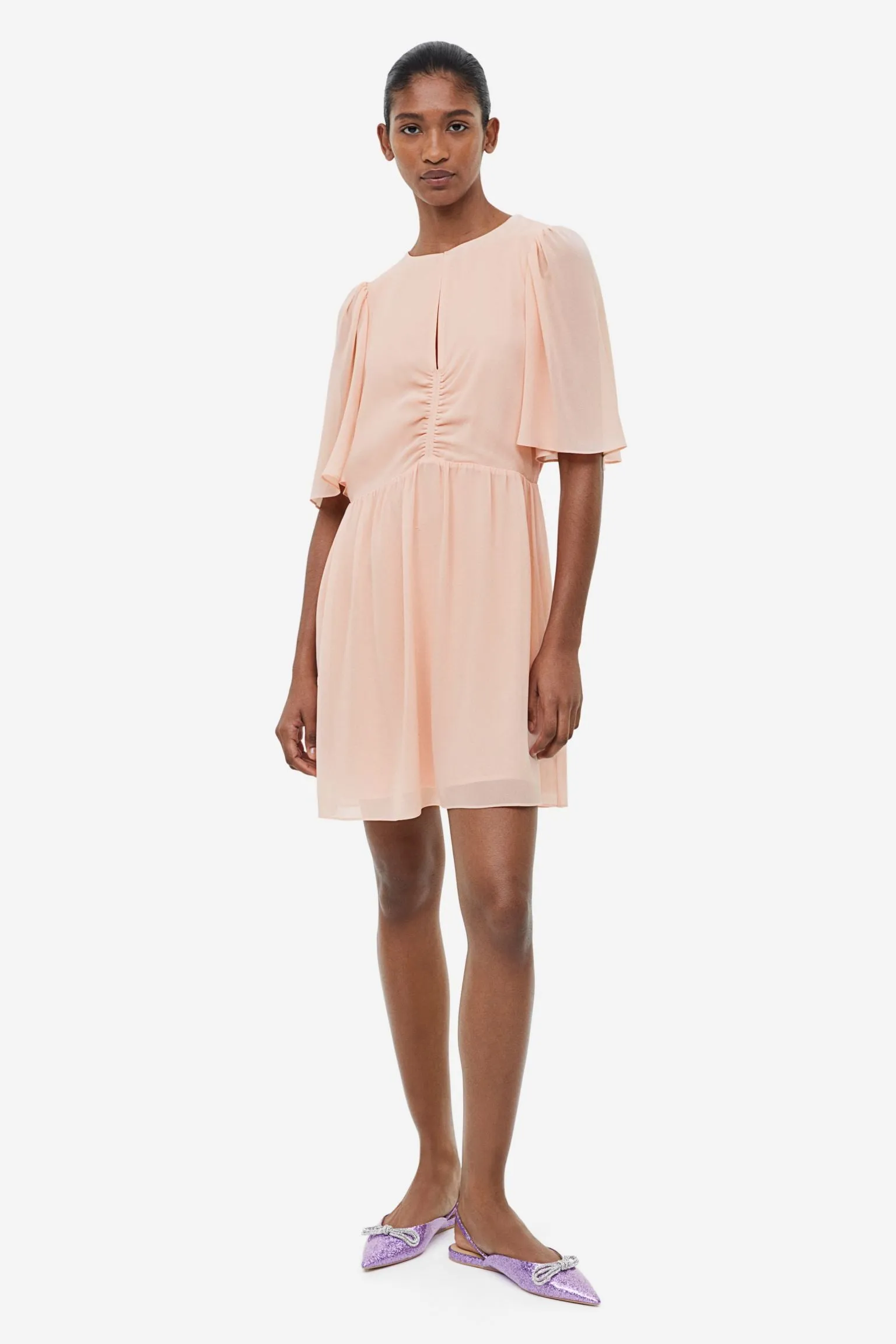 H&M Butterfly-sleeved dress, pink